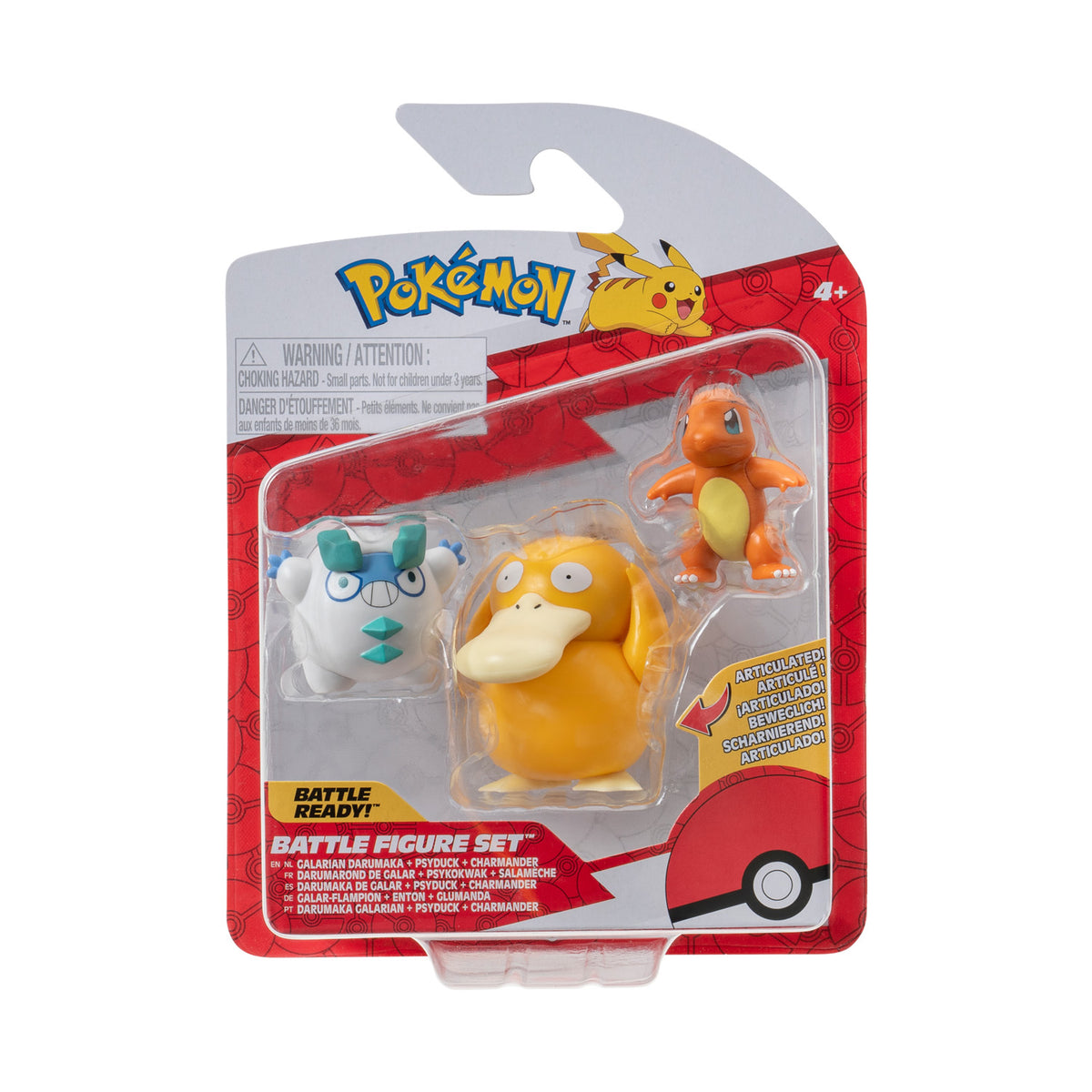 Boti batte figure set charmander, galarian, darumaka, 3pcs.