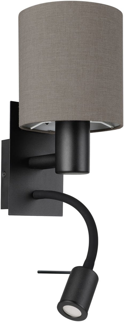 Applique Eglo Pasteri - 2 lumières - e27 - 38 cm - tissu - noir marron anthracite