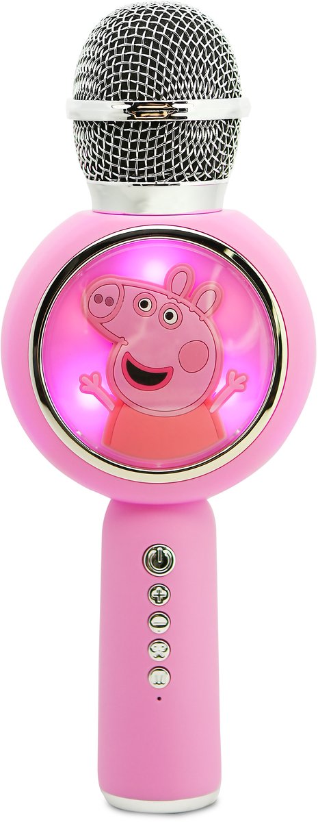 OTL Technologies Peppa Pig - microphone karaoké sans fil pour enfants - écran LED éclairé - haut-parleur - distorsion de la voix - microphone karaoké sans fil - avec effets de lumière - haut-parleur - distorsion de la voix
