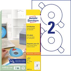 Etiquettes CD DVD Avery Zweckform L6015-25 blanc 50 pièces