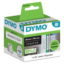 Classeur à étiquettes étroit 99018 dymo 38x190mm blanc 110 pièces