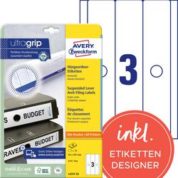 Étiquettes de dos avery zweckform l4757-25 blanc, 75 étiquettes