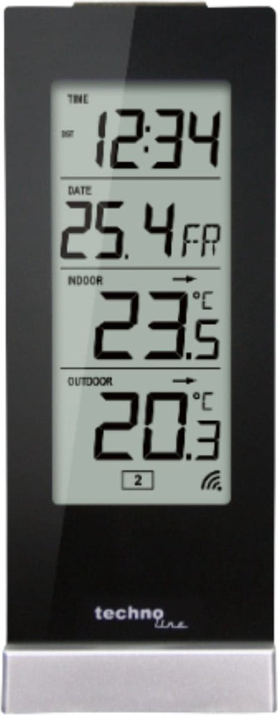Station météo Technoline - ws 9767 - 64x165x45mm - argent noir brillant - avec 1 capteur extérieur 30m - tl-ws9767