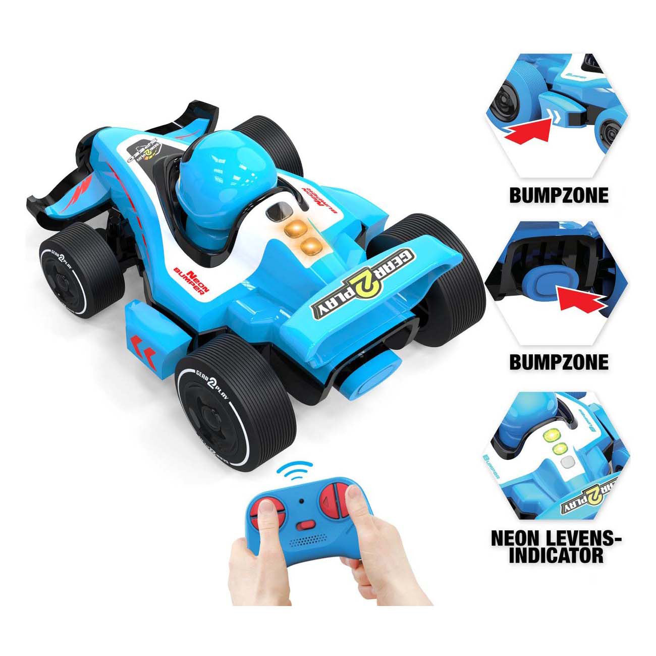 Gear2play r c formule 1 pare-chocs néon autos tamponneuses 2 en 1