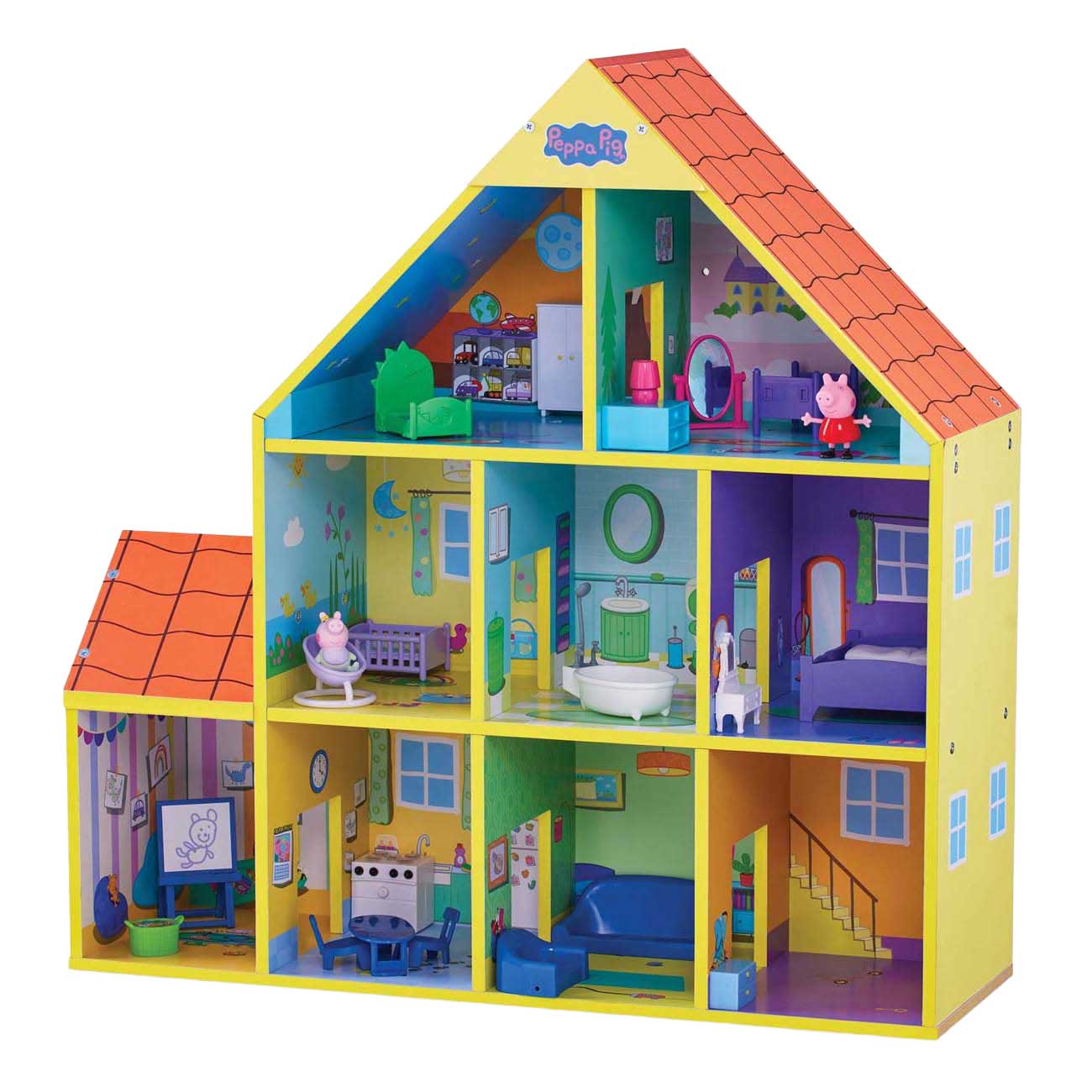 Maison de poupée en bois Spectron Peppa Pig avec 9 pièces