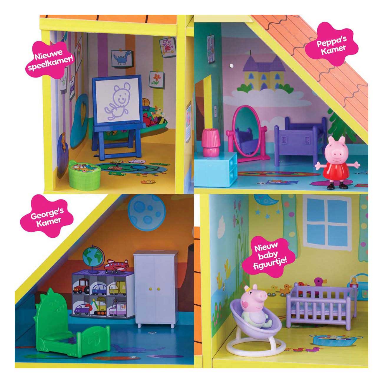 Maison de poupée en bois Spectron Peppa Pig avec 9 pièces