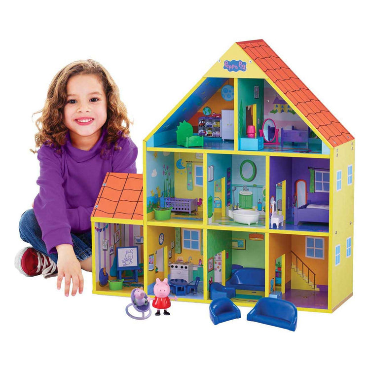 Maison de poupée en bois Spectron Peppa Pig avec 9 pièces