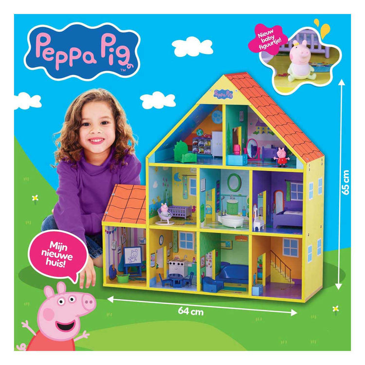 Maison de poupée en bois Spectron Peppa Pig avec 9 pièces