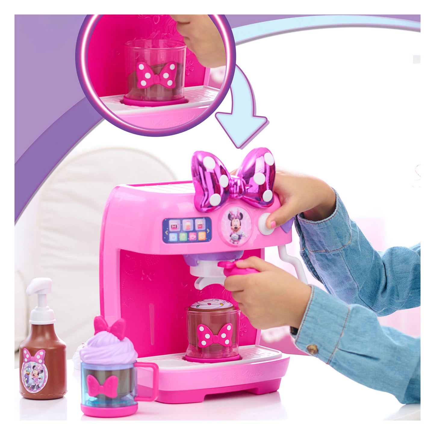 Ensemble machine à café Spectron Disney Minnie Mouse avec son lumineux - 10 pièces.