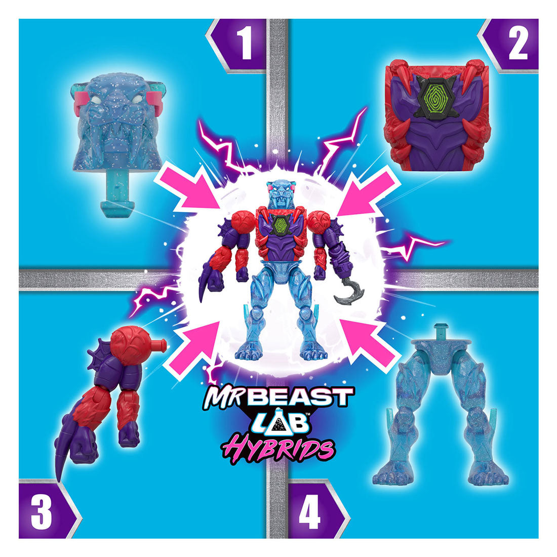 Spectron mrbeast lab figurines hybrides araignée vs panthère énergétique