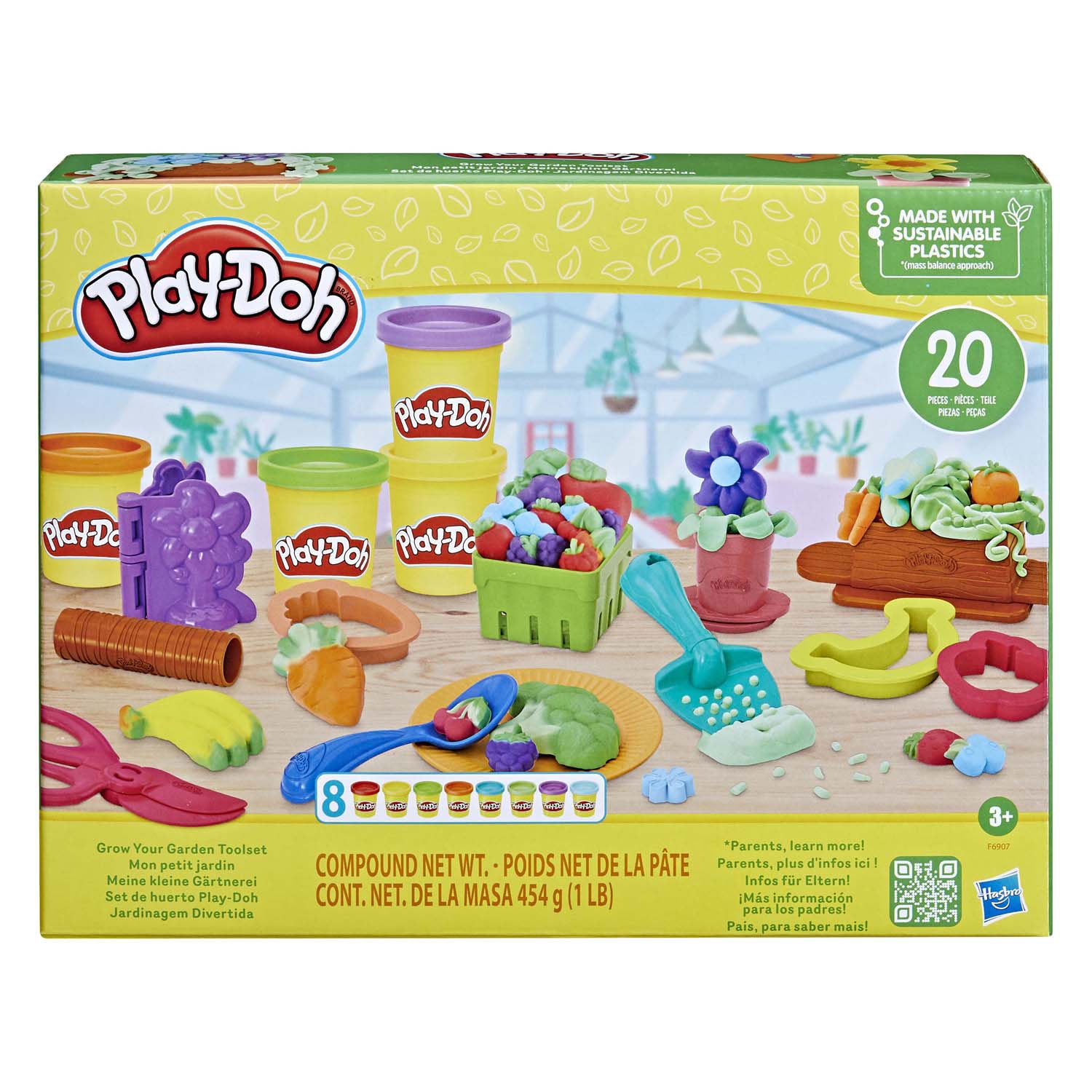 Coffret de jardin Play-doh avec 8 pots en argile - 20 pièces.