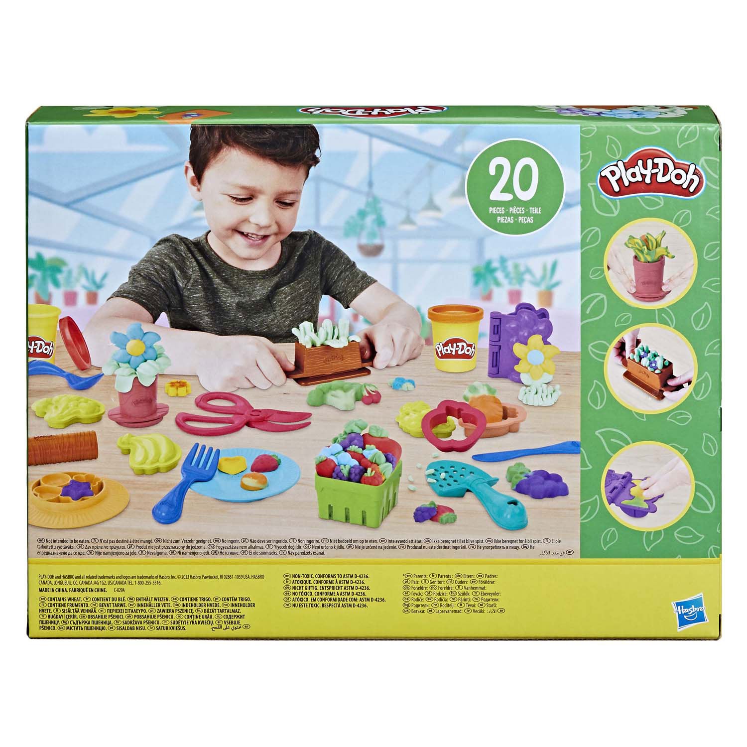 Coffret de jardin Play-doh avec 8 pots en argile - 20 pièces.
