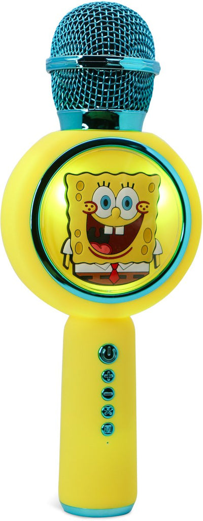 OTL Technologies Bob l'Éponge - microphone karaoké sans fil pour enfants - écran LED éclairé - haut-parleur - distorsion de la voix