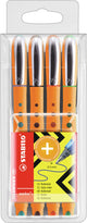 Stabilo travailleur - roller - moyen 0,5 mm - étui de 4 couleurs