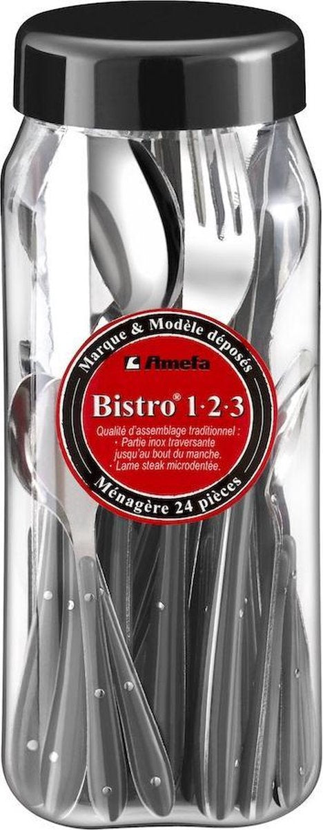 Amefa set de couverts bistro 1-2-3 (24 pcs) acier inoxydable noir