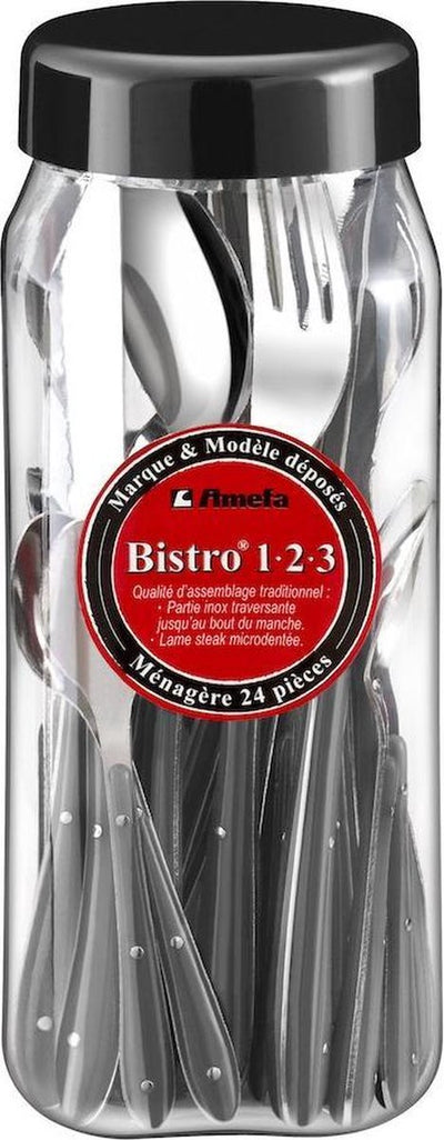 Amefa set de couverts bistro 1-2-3 (24 pcs) acier inoxydable noir