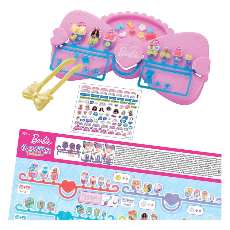 Kit de créateur Barbie Nail Studio Aquabeads - avec ongles réutilisables - sans sèche-ongles - sans danger pour les enfants - uniquement de l'eau requise