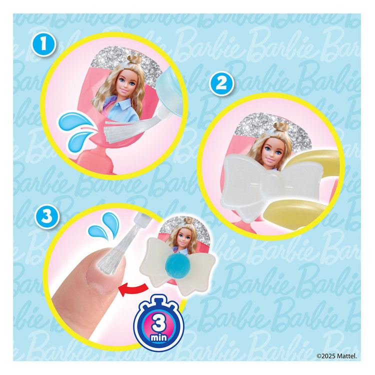 Kit de créateur Barbie Nail Studio Aquabeads - avec ongles réutilisables - sans sèche-ongles - sans danger pour les enfants - uniquement de l'eau requise