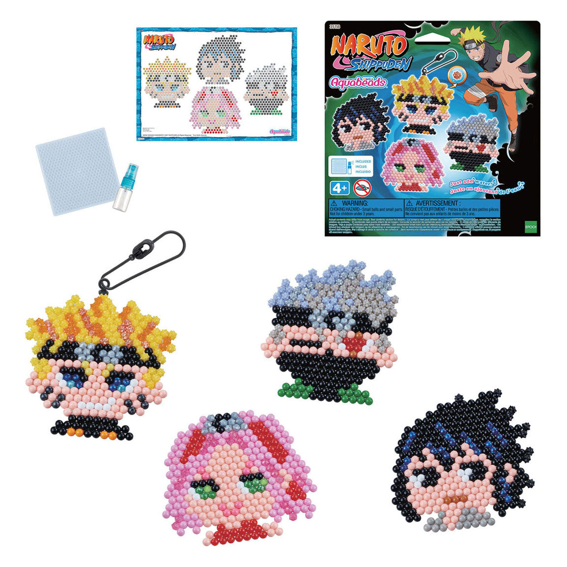 Ensemble artisanal de porte-clés Aquabeads Naruto - perles qui collent ensemble avec de l'eau