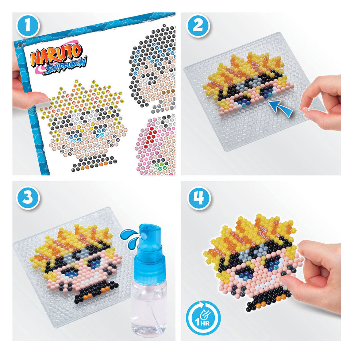 Ensemble artisanal de porte-clés Aquabeads Naruto - perles qui collent ensemble avec de l'eau