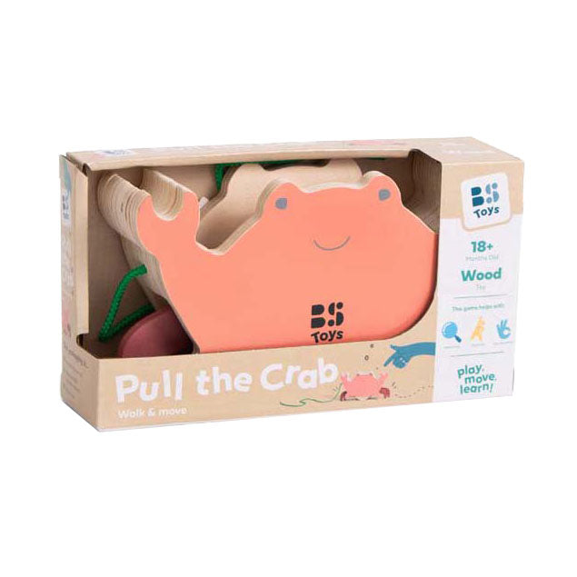 BS Toys Crabe en bois avec cordon