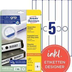 Étiquettes de dos de fichier avery l4756-25 blanc 125