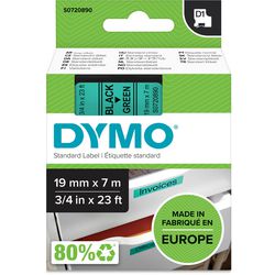 Ruban d'étiquettes dymo d1 standard 19mm x 7m noir sur vert