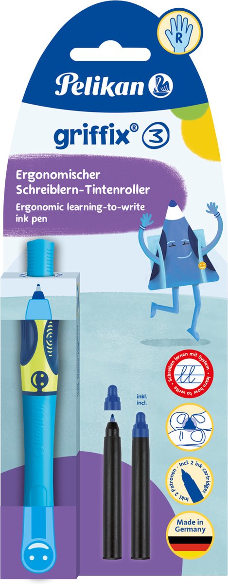 Stylo à encre Pelikan griffix® néon frais bleu droitier