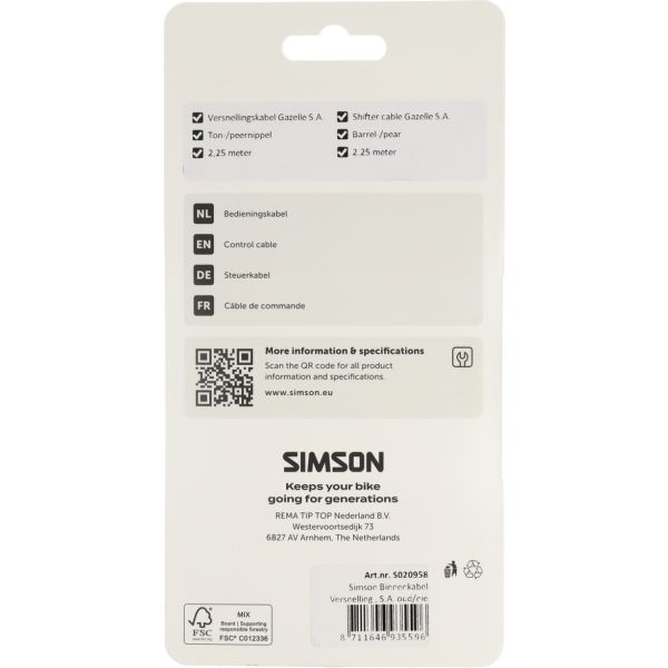 Câble intérieur Simson Gear s.a. ancienne nouvelle gazelle