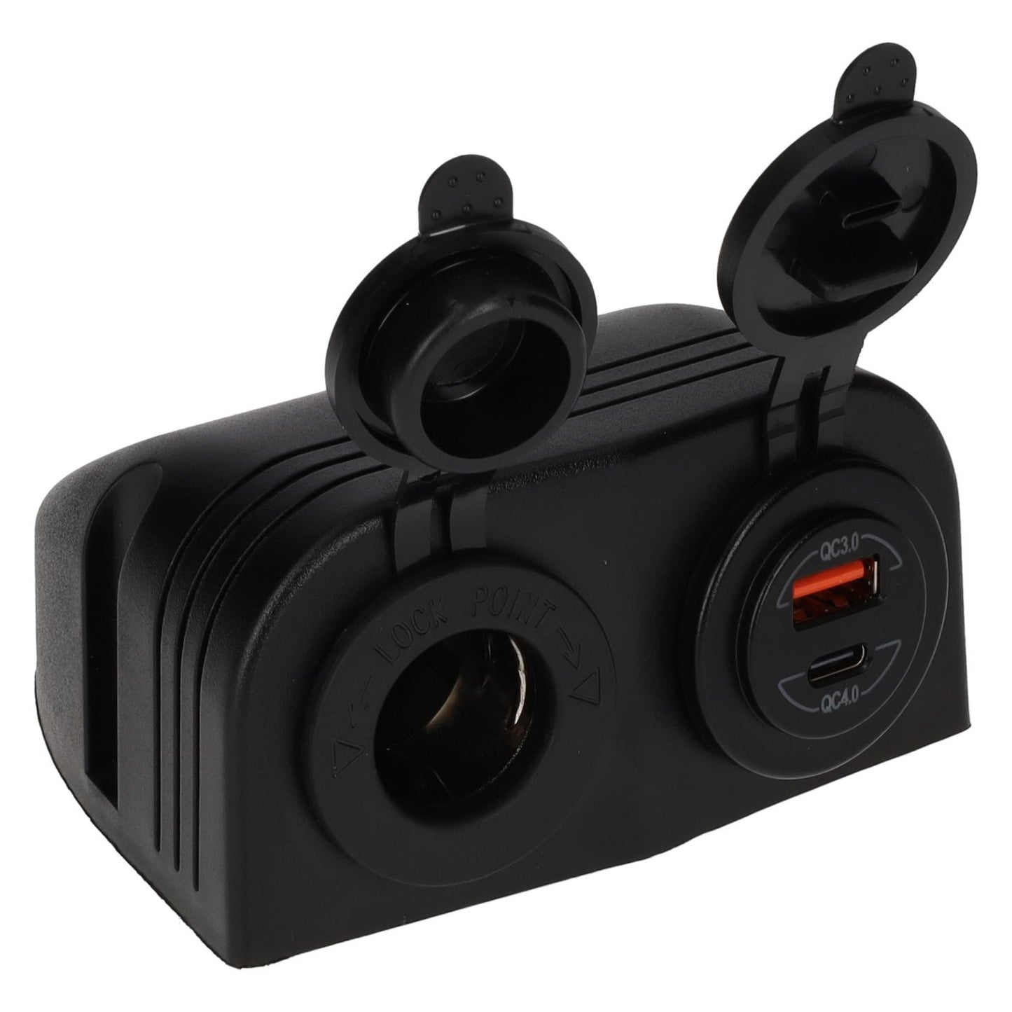 Ligne électrique prise uni 12 volts et chargeur USB-A + USB-C - montage en saillie
