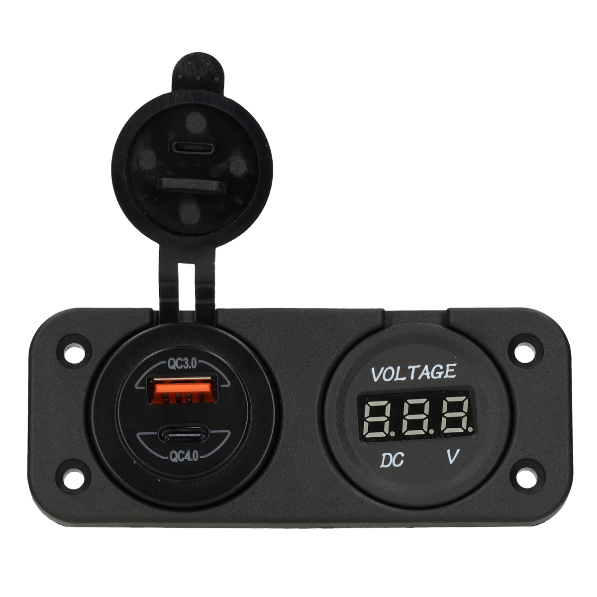 Voltmètre numérique pour lignes électriques 10-30v et chargeur USB-A + USB-C - intégré