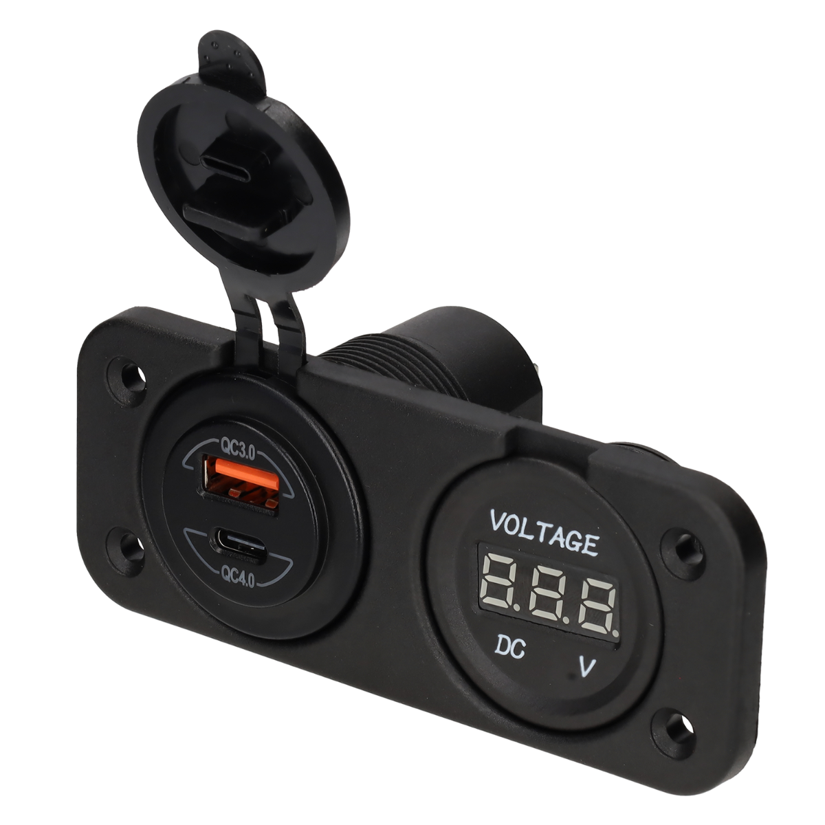 Voltmètre numérique pour lignes électriques 10-30v et chargeur USB-A + USB-C - intégré