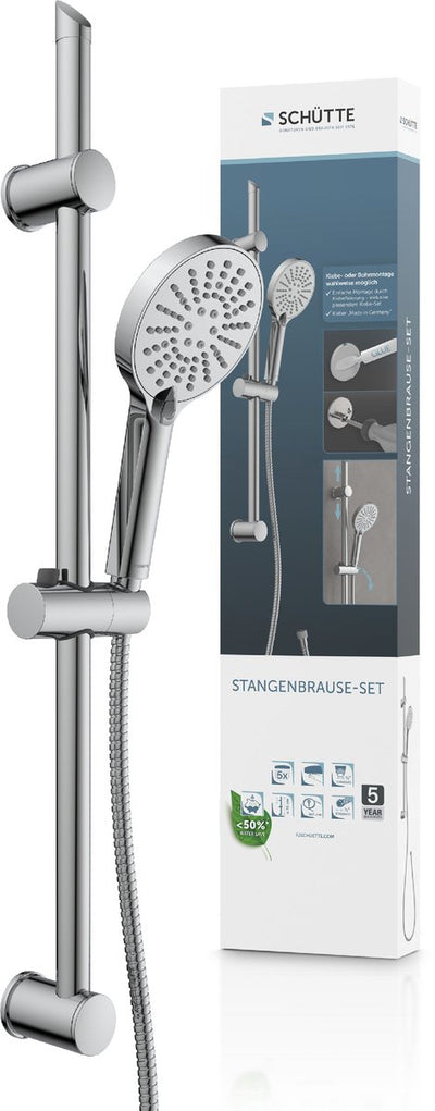 Set de douche Schütte avec douchette - barre coulissante 70 cm - sans perçage - chromé