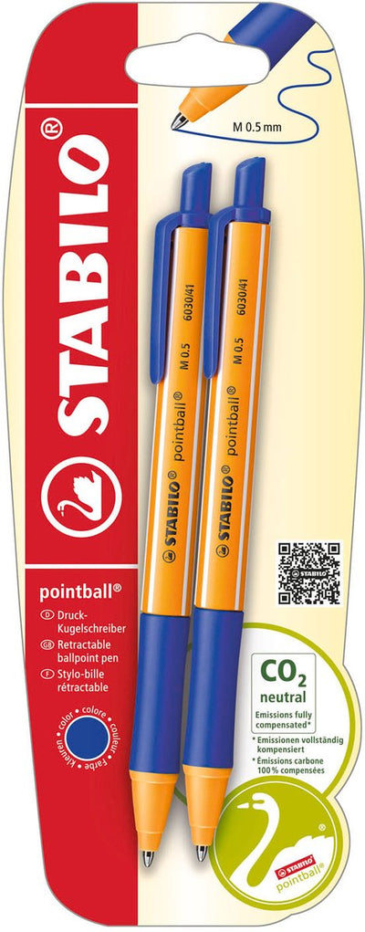 Stabilo pointball bleu blister 2 pièces