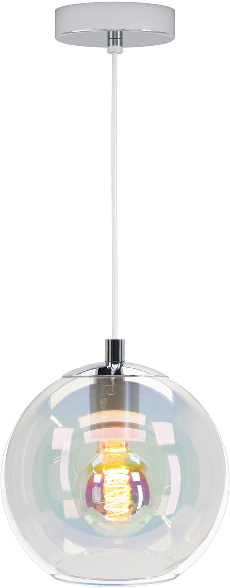 Suspension Eglo ariscani 2 - e27 - ø 20 cm - verre coloré chrome