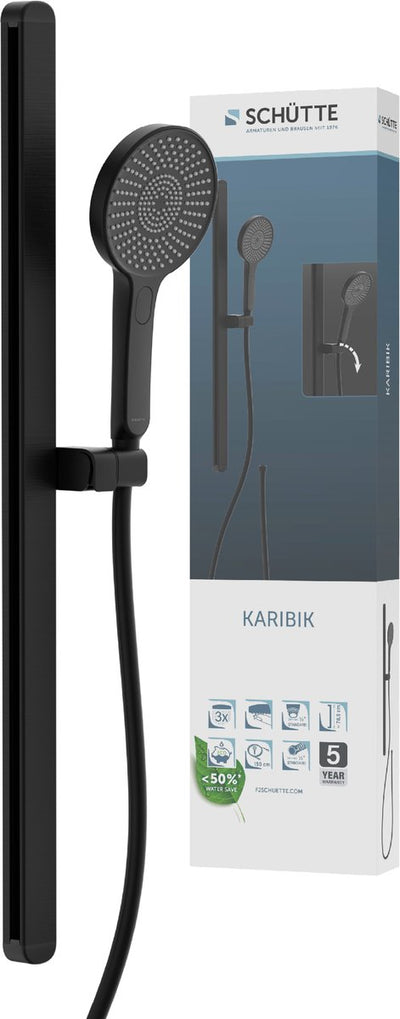 Ensemble de barre de douche Schütte Karibik - noir mat - ovale