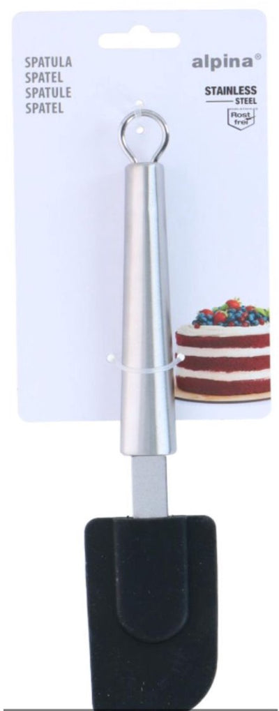 Alpin | escroc | grattoir à poêle - argent noir - acier inoxydable silicone - 24 cm - spatule pour ustensiles de cuisine - robuste - ustensiles de cuisine résistants à la chaleur - va au lave-vaisselle | spatule