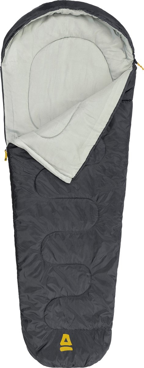 Sac de couchage Abbey camp 3 saisons - modèle momie - gris - 220x80 50 cm - bord coupe-vent et déperlant