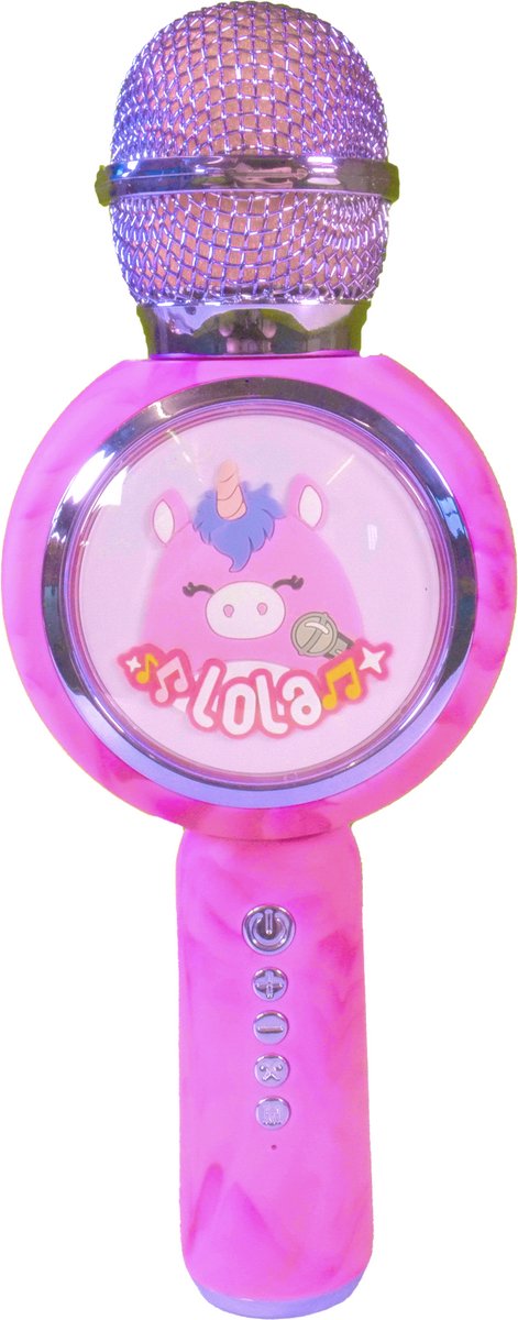 Otl technologies squishmallows - lola - microphone karaoké sans fil pour enfants - écran LED éclairé - haut-parleur - distorsion de la voix