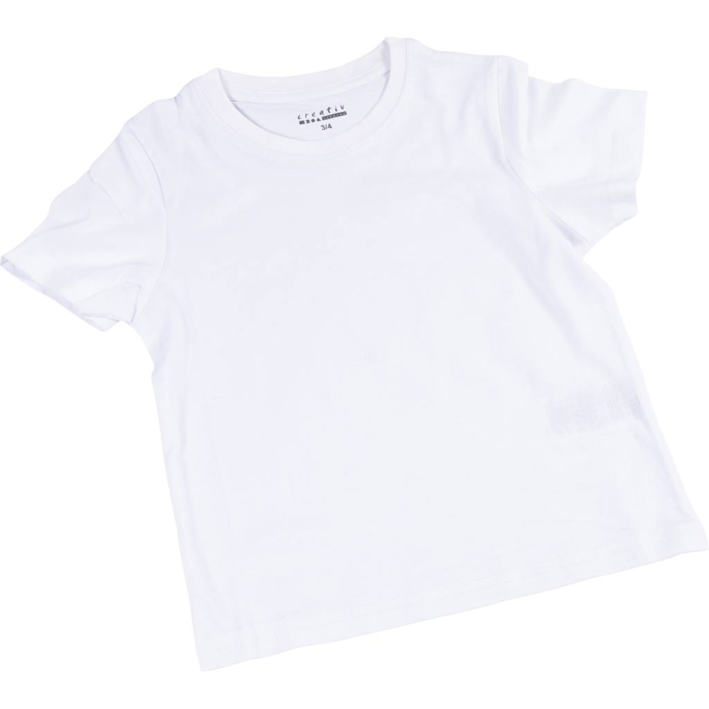 T-shirt blanc avec du cou rond Coton, 3-4 ans