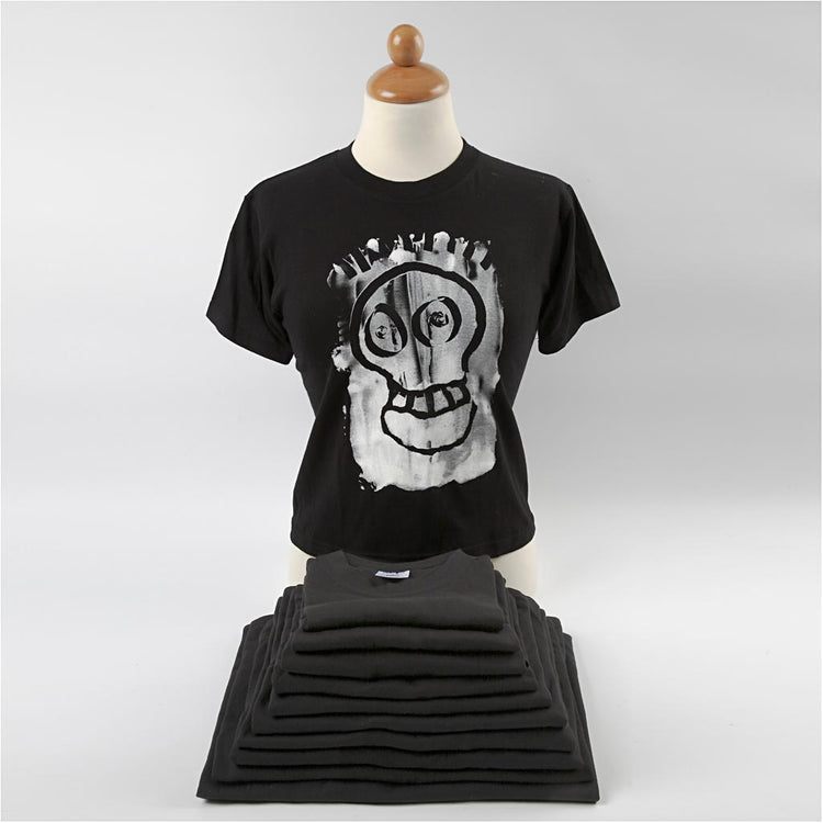 T-shirts Creativ Company, L: 32 cm, taille 3-4 ans, col rond, 145 g, noir, 1 pièce