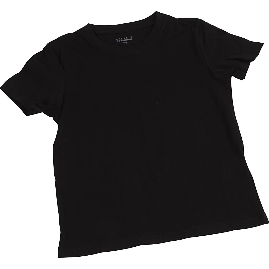 T-shirts Creativ company, L: 40 cm, taille 7-8 ans, col rond, 145 g, noir, 1 pièce