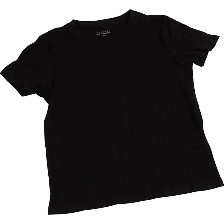 T-shirts Creativ company, L: 40 cm, taille 7-8 ans, col rond, 145 g, noir, 1 pièce