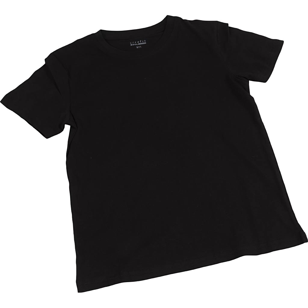 T-shirts Creativ Company, L: 42 cm, taille 9-11 ans, col rond, 145 g, noir, 1 pièce
