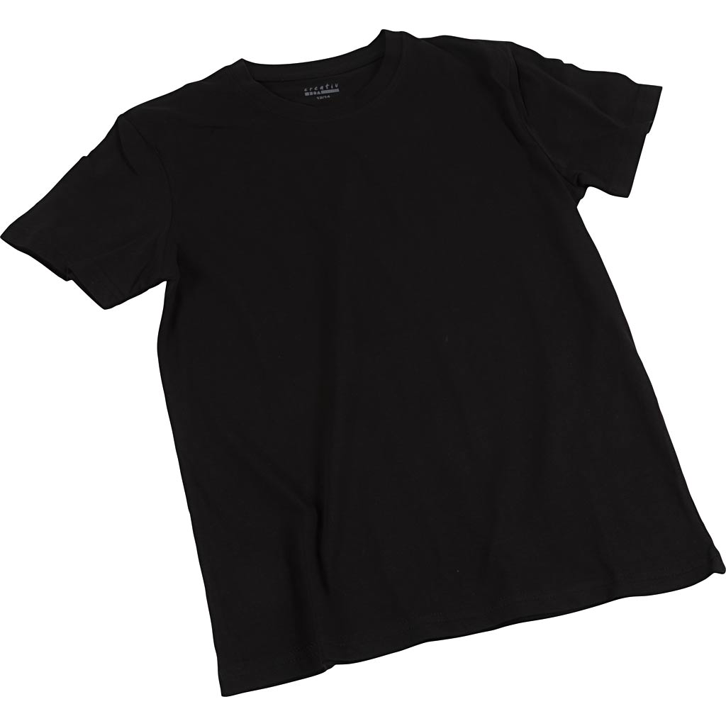 T-shirts Creativ Company, L: 44 cm, taille 12-14 ans, col rond, 145 g, noir, 1 pièce