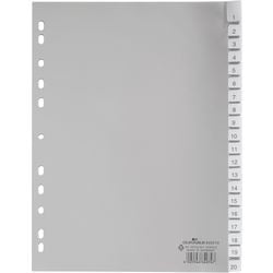 Onglets durables 6443 polypropylène a4 230x297mm gris 20 onglets