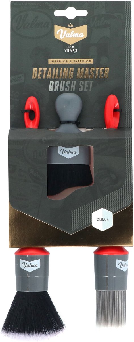 Valma Detailing Master Brush Set - 3 pinceaux - pour intérieur et extérieur - nettoyage des pièces délicates - peut être utilisé humide et sec