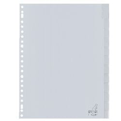 Onglets Kangaro G412FM PP A4 120 microns gris 12 pièces fenêtre 23 trous imprimés