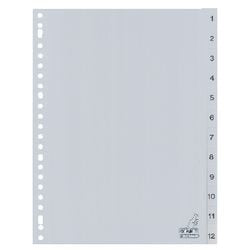 Onglets kangaro pp pvc g412cm a4 120 microns gris 12 pièces 23 trous imprimés