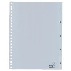 Onglets kangaro pp g405cm a4 120 microns gris 5 pièces 1-5 23 trous imprimés